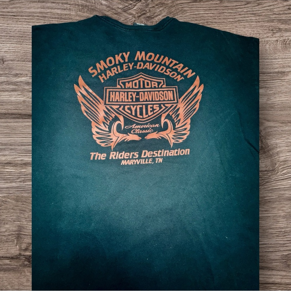 VTG Y2K Harley-Davidson Razor Blade Graphic Tee XL Faded Smoky‎ Mountain Back - Picture 8 of 8